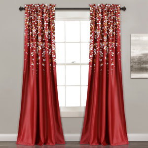 Heidelberg Nature/Floral Room Darkening Rod Pocket Curtain Panels (Set of 2)