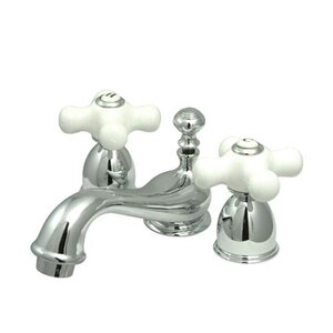 Restoration Double Handle Mini Widespread Bathroom Sink Faucet with Brass Pop-up
