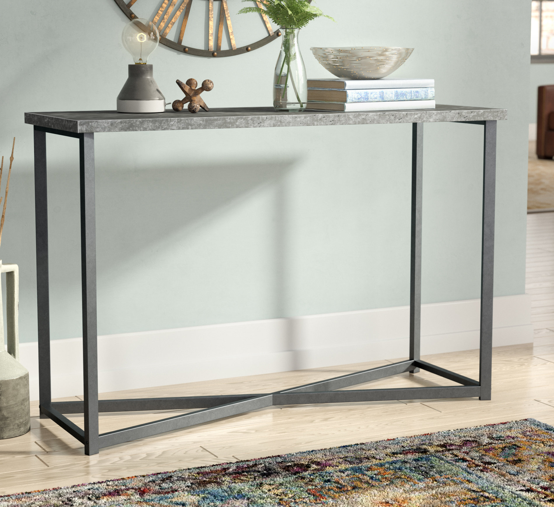 Modern Rustic Interiors Annabelle Slate Faux Concrete Rectangular