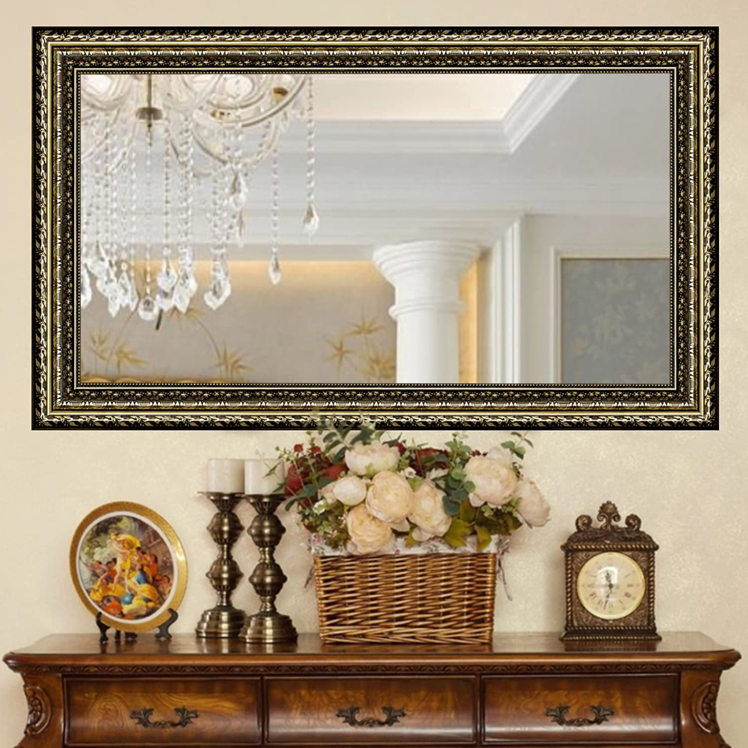 Rosdorf Park Framed Rectangle Bathroom Mirrors For Wall,Wall Mounted Vintage Mirror Vertical Or