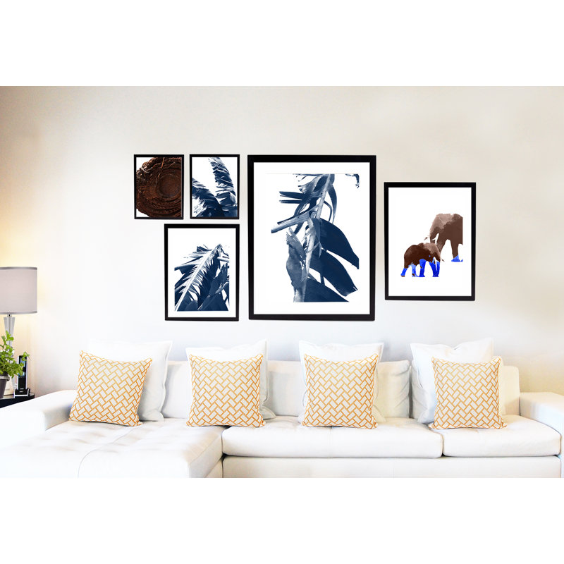 Safiyajamila Watercolor Mother And Child Elephants Framed Painting
