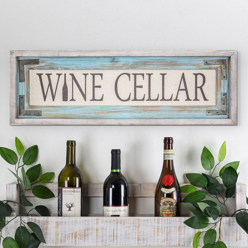 August Grove Wine Cellar Wood Framed Canvas Sign Farmhouse Wall Wood Framed Canvas Sign Farmhouse Wall