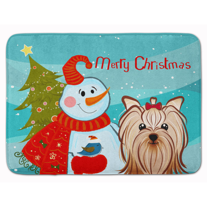 The Holiday Aisle Snowman With Yorkshire Terrier Memory Foam Bath Rug Wayfair