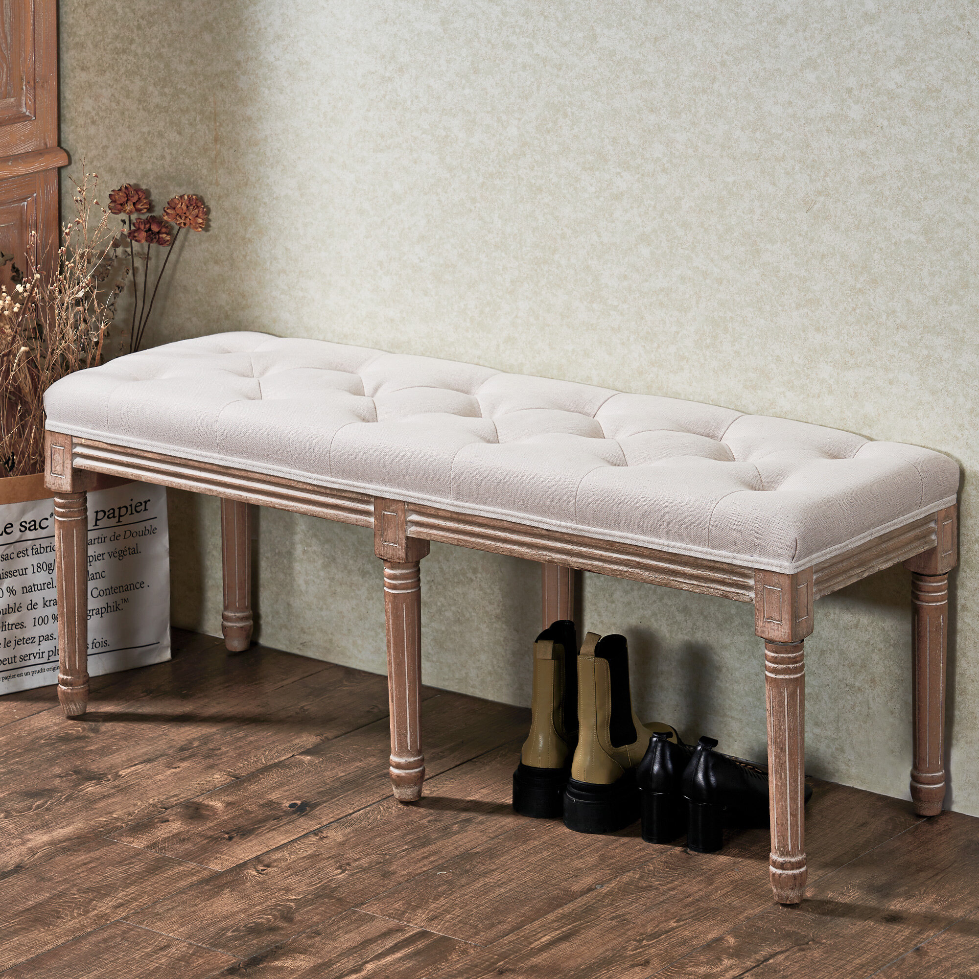 traditional upholstered bench