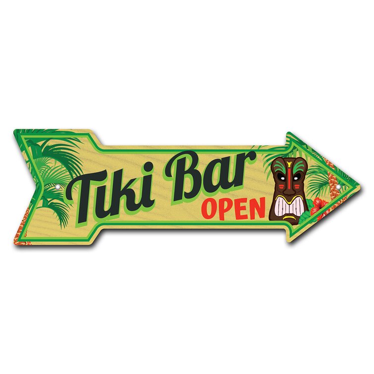 TIKI BAR OPEN NOVELTY METAL DECORATIVE PARKING SIGN 