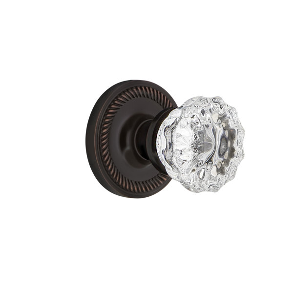 Top-of-the-Line Brushed Nickel & Fluted Crystal Glass Privacy KNOB SET Doors Architectural & Garden