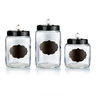 Glass 3 Piece Kitchen Canister Set House of Hampton Fashion and beautiful backpack
