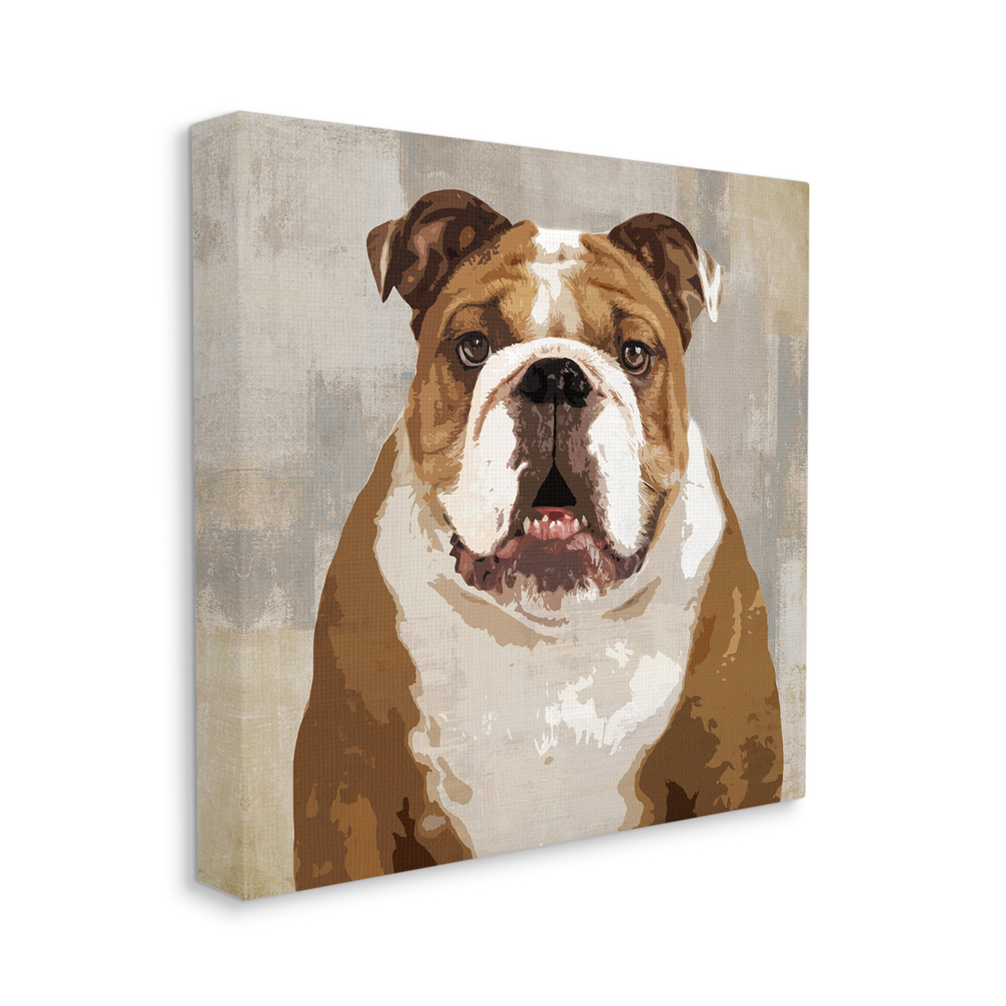 Stupell Industries Bulldog Hungrily Waiting Dull Abstract Background Pet Collage By Unframed Graphic Art On Canvas Wayfair