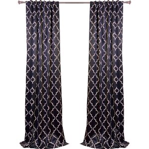 Grouse Geometric Blackout Thermal Tab top Single Curtain Panel