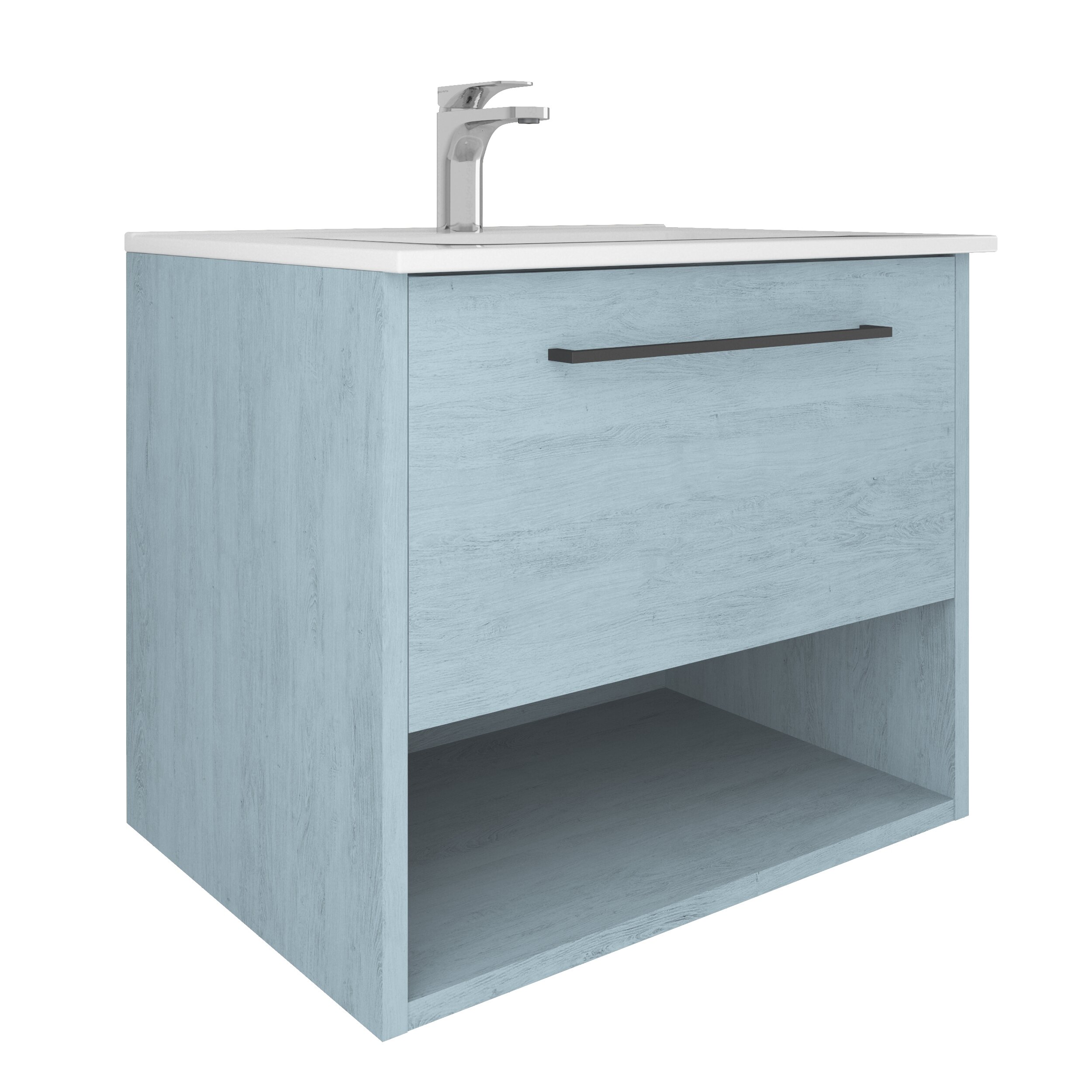 Ebern Designs Chevi 60 Cm Bathroom Vanity Ceramic Sink W 60 X H 50 X D 45 Cm Chicago Oak Wayfaircouk