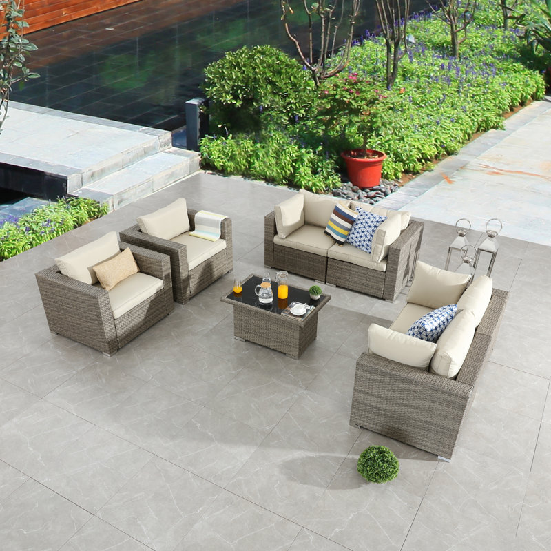 Alcott Hill Cassville Patio Furniture 12 Piece Sectional Seating Group With Cushions Reviews Wayfair