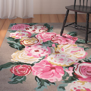 Jeanlouis Hand-Hooked Light Brown/Pink Area Rug