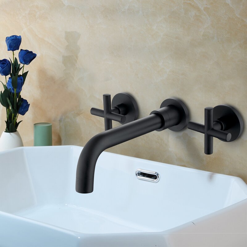 Watqen Double Handle Wall Mounted Bathroom Faucet Reviews Wayfair