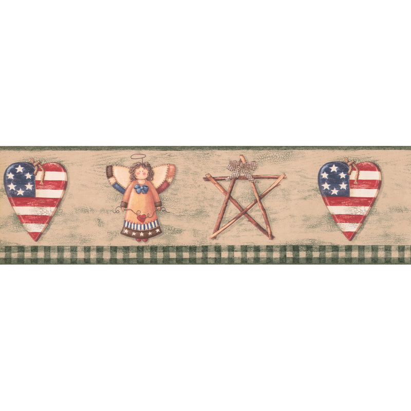 August Grove Amey Heart With American Flag Angel Star 15 L X 7 W Abstract Wallpaper Border Wayfair