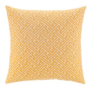 Greek Key Pattern Geometric Ivory & Gold Decorative Pillow Throw  17” Border