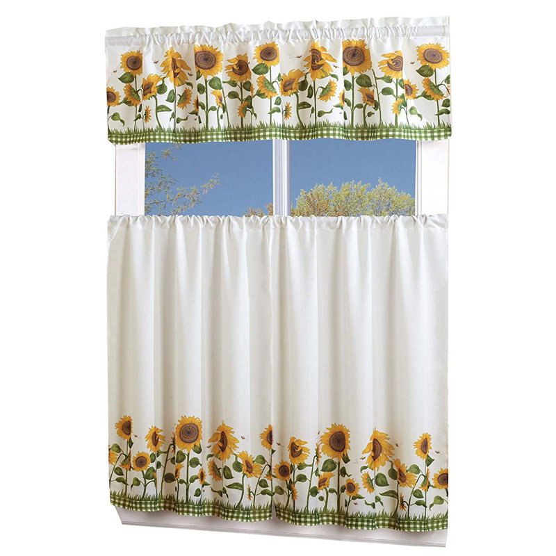 August Grove Lamont 3 Piece Sunflower Curtain Set Reviews Wayfair
