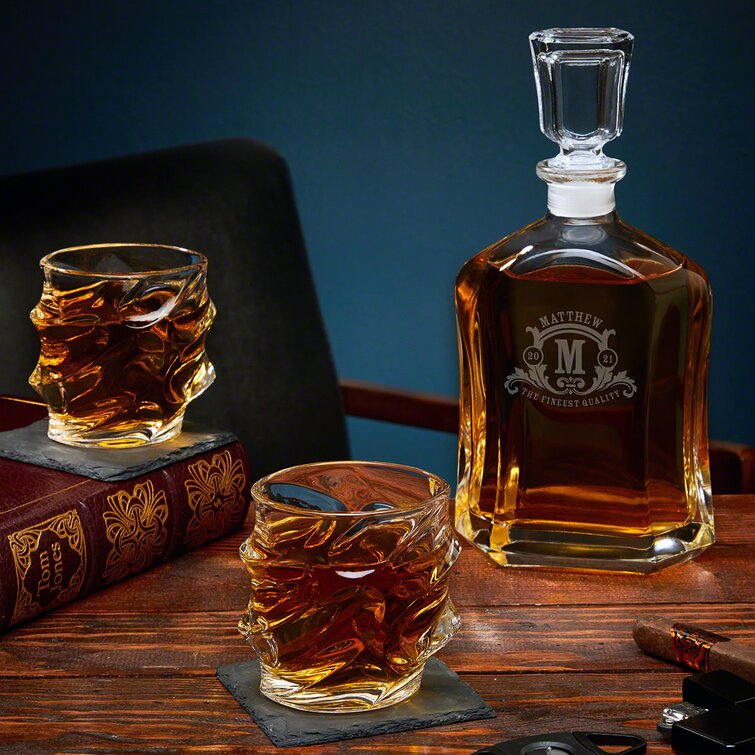 Alcott Hill® Dennis Personalized 3 Piece Whiskey Decanter Set | Wayfair