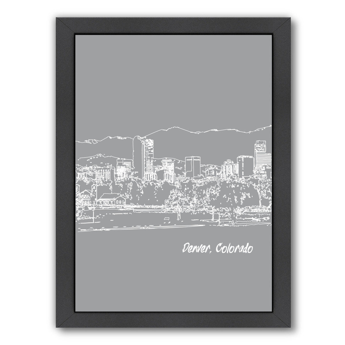 East Urban Home Skyline Denver 2 Framed Graphic Art In Gray Wayfair