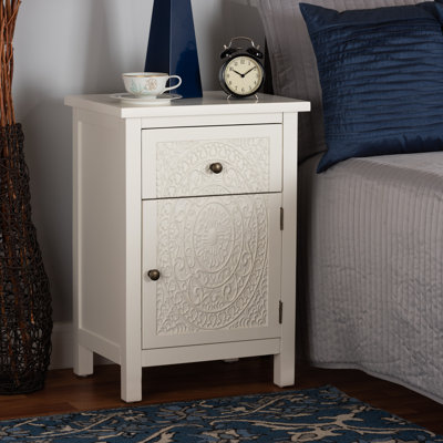 Auman Classic And Traditional White Finished Wood 1-Drawer Nightstand