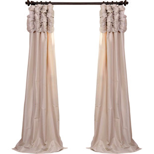Faux Silk White Curtains Wayfair Hallman Ruched Faux Silk Taffeta Thermal Rod Pocket Single Curtain Panel