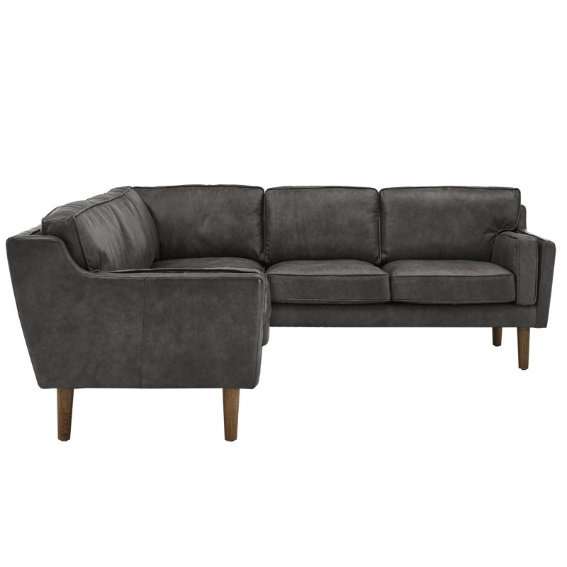 Kingstown Home Hewett 87 5 Genuine Leather Symmetrical Corner Sectional Wayfair