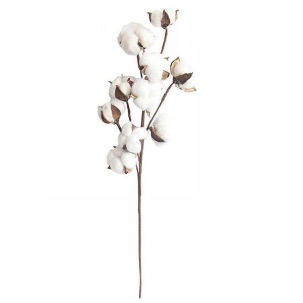 Realistic Artificial Open Cotton Spray/ Faux Cotton Pod Stems Flower Branch Twig 
