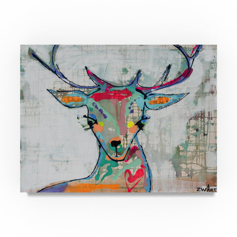 Trademark Art Deer Mist Acrylic Painting Print On Wrapped Canvas Wayfair