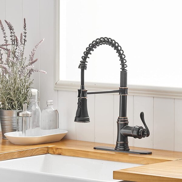 LED Kitchen Sink Faucet Oil Rubbed Bronze Pull Down Sprayer With10 inch Cover 