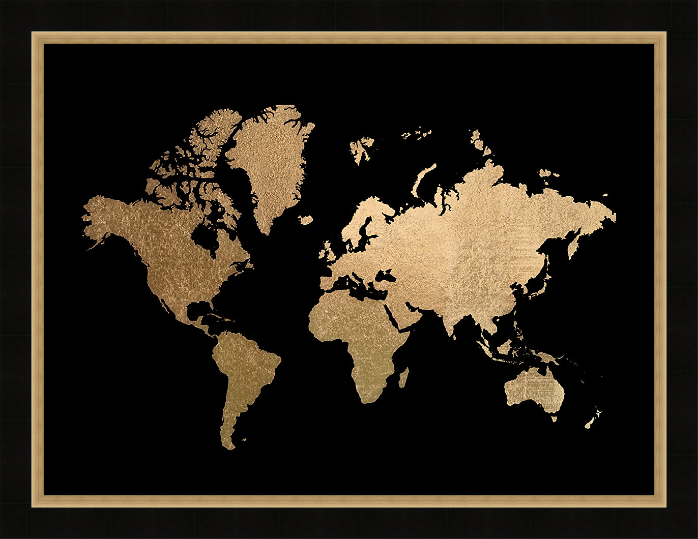 Brayden Studio Gold Foil World Map Framed Graphic Art Print