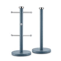 Tower T826092MNB Empire Mug Tree and Towel Pole Set Stainless Steel Anti-Slip Midnight Blue and Brass 