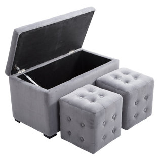 Go to store & view more images Winston Porter Hall 3 Piece Nesting Tufted Storage Ottoman Set