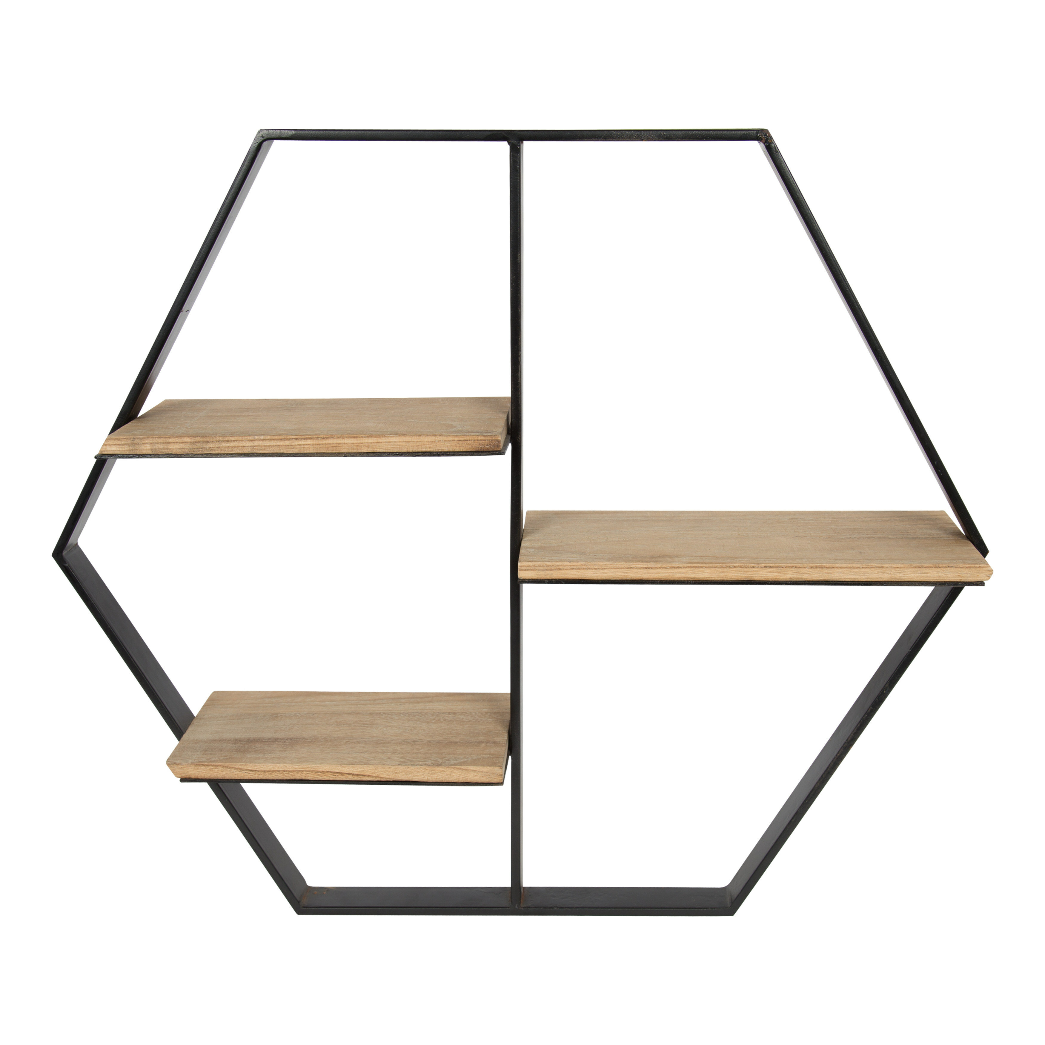 Home Furniture Decorative Wall Mount Wooden Hexagon Wall Shelf Art Design 3PCS