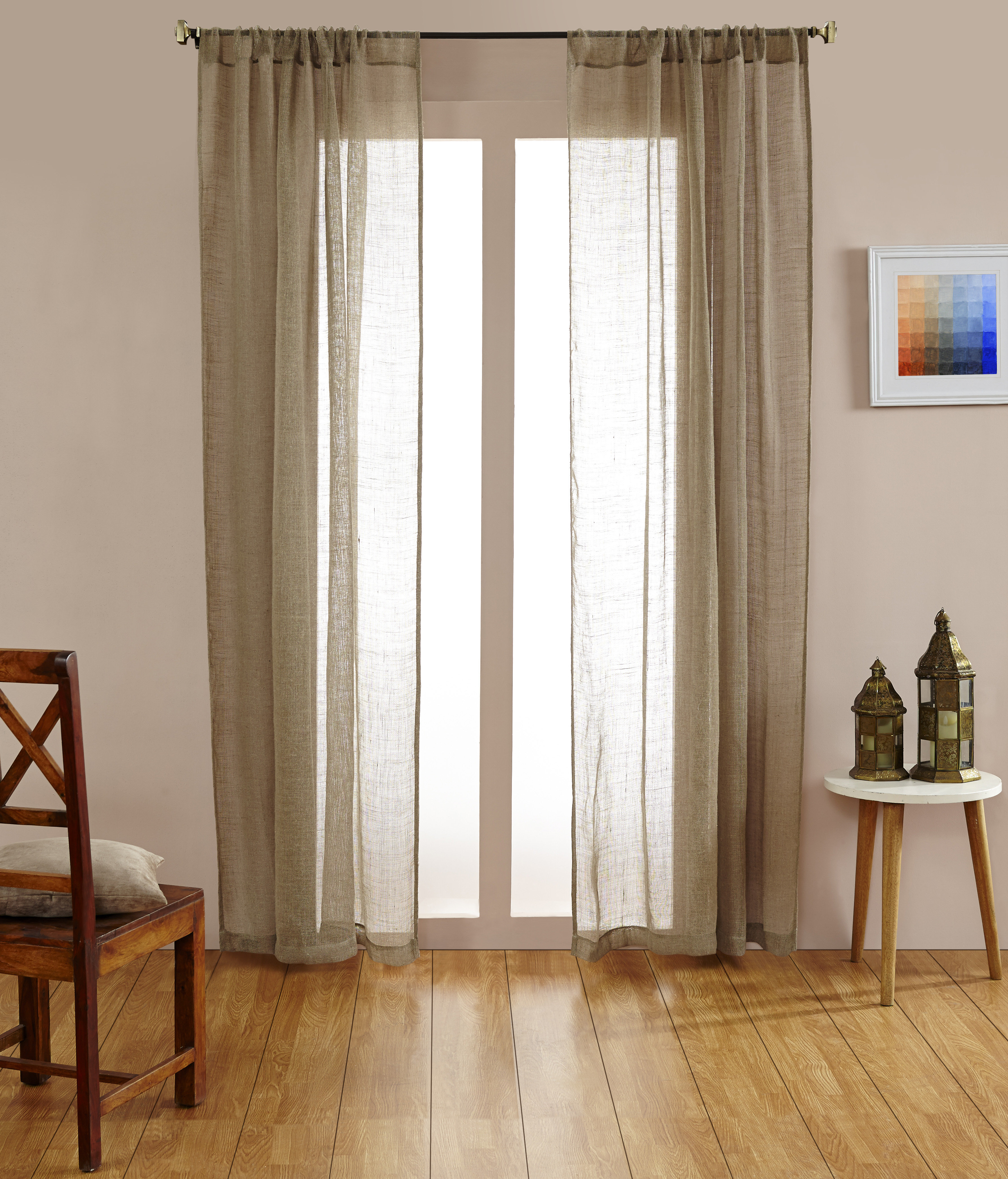 Rosecliff Heights Bella Pure Linen Loose Weave Solid Sheer Rod