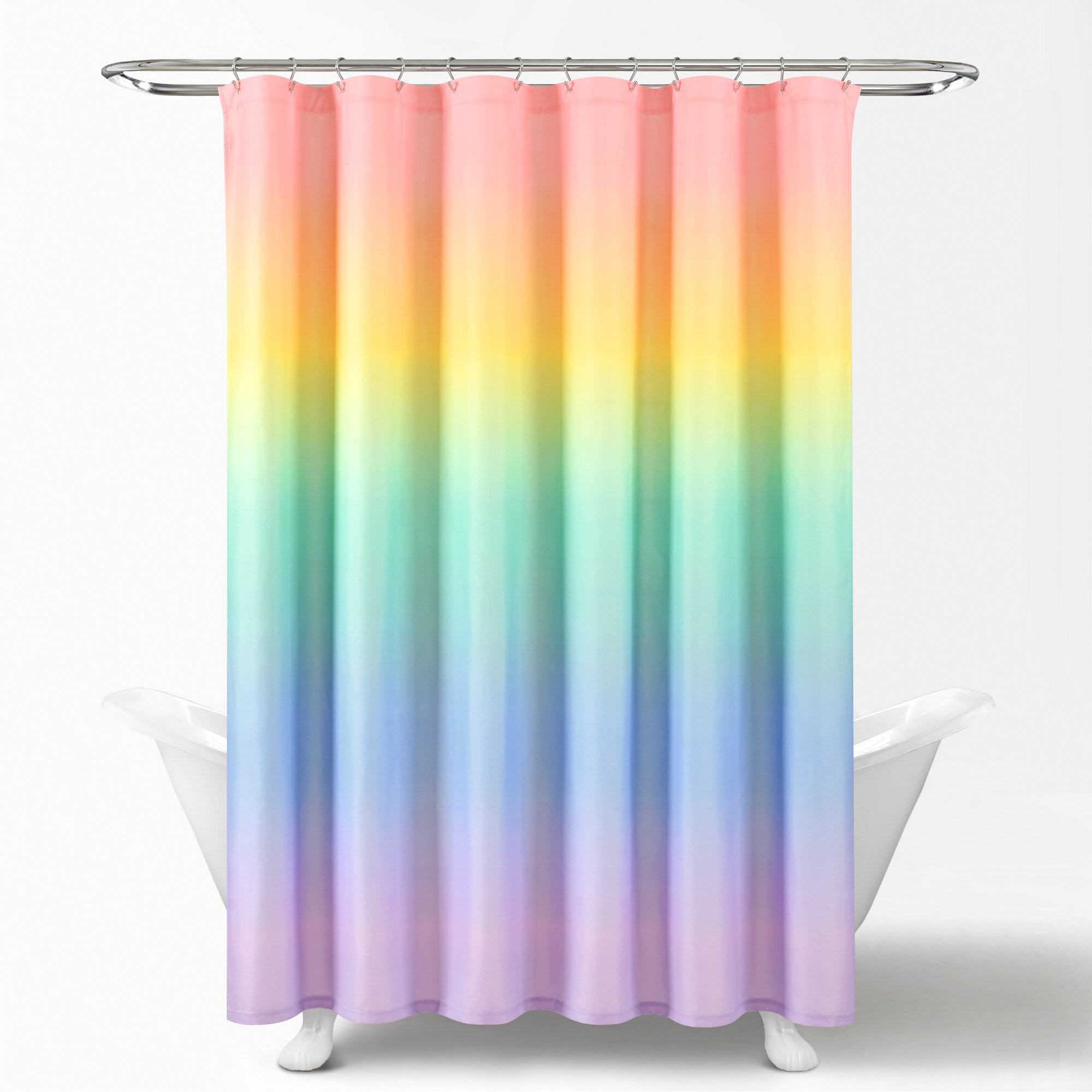 Latitude Run® Rainbow Ombre Single Shower Curtain + Hooks Wayfair