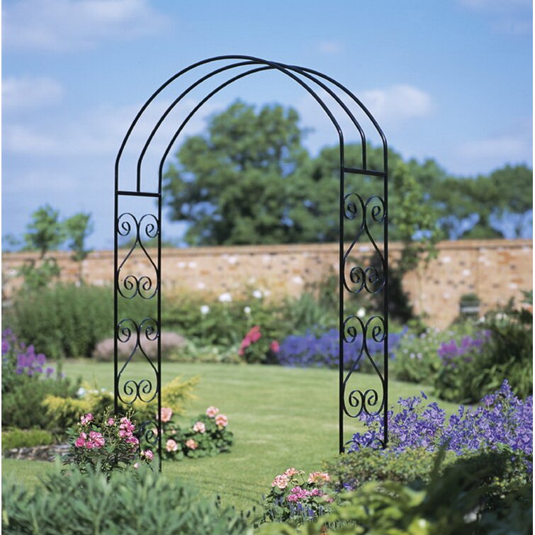 Rosalind Wheeler Boda Scroll Metal Garden Rose Arch Arbour & Reviews ...