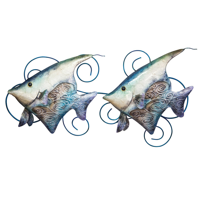 Theseashellcompany Banner Fish With Capiz Shell Wall Decor
