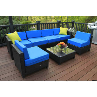Wrought Studio Lecroy 7 Piece Sectional Set With Cushions Reviews Wayfair