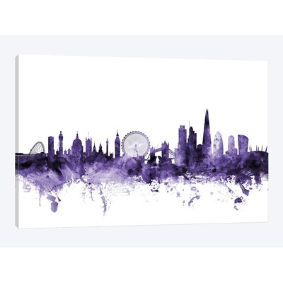 'London, England Skyline I'  by Michael Tompsett Graphic Art Print on Wrapped Canvas East Urban Home Size: 26