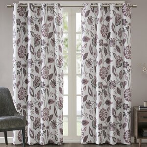 Attell Nature/Floral Room Darkening Thermal Grommet Single Curtain Panel