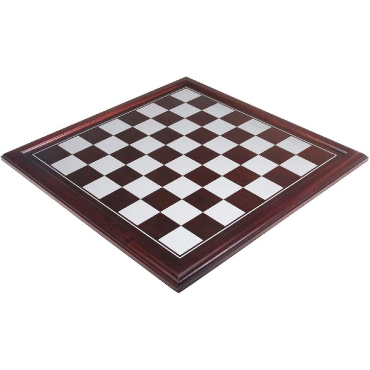 Large 19" By 19" Chocolate Wood Silk Screened Checkered Squares Chess Board Game