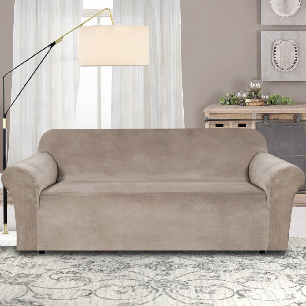 Sofa Gray Elegant Comfort Collection Luxury Soft Furniture Jersey Stretch SLIPCOVER 