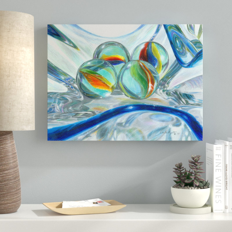Ebern Designs Bowl Of Marbles Acrylic Painting Print On Wrapped