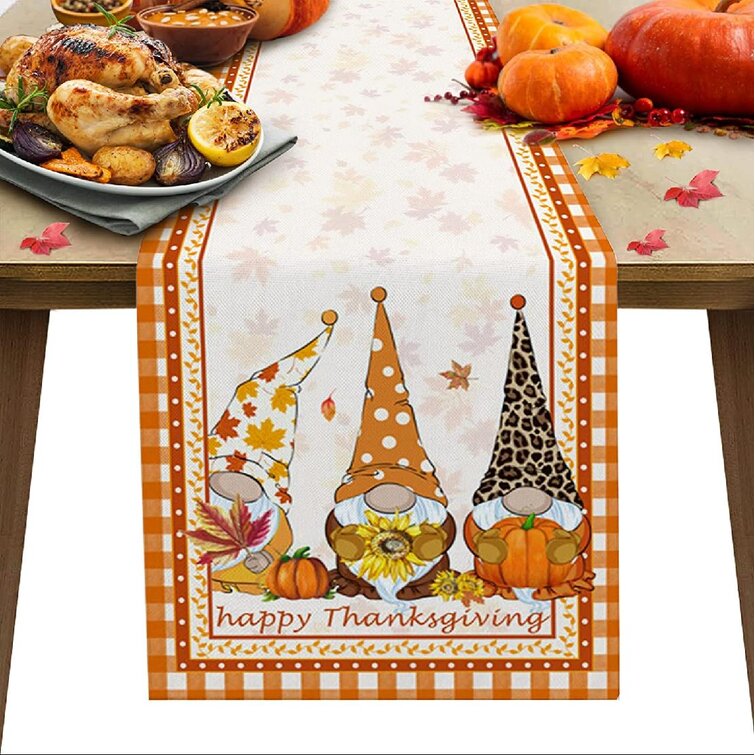 Autumn Pumpkins and Maple Leaves Double-Sided Table Runner 13 x 70 Inches Long,Table Cloth Runner for Wedding Party Holiday 
