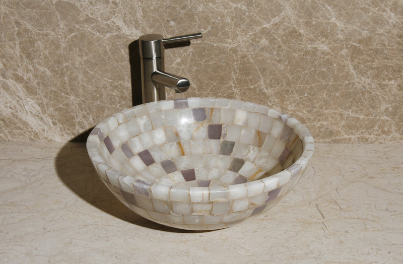 L-VMR-SS-16WL Stone Circular Vessel Bathroom Sink