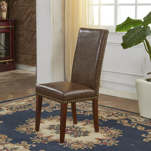 Traditional Waxed Texture Nail Head Parsons Chair (Set Of 2) by Bellasario Collection New