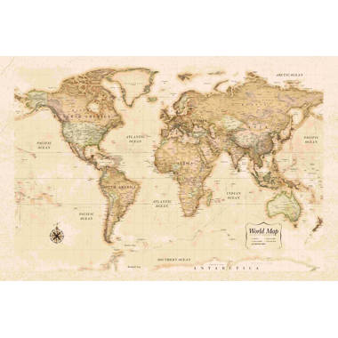 Opera Uitbeelding musical Trinx World Map Sepia - Wrapped Canvas Print | Wayfair