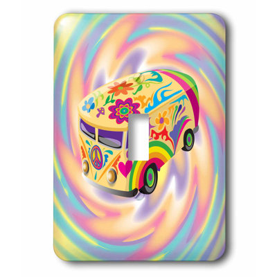 Funky Retro Hippie Sixties Seventies Bus 1Gang Toggle Light Switch Wall Plate 3dRose