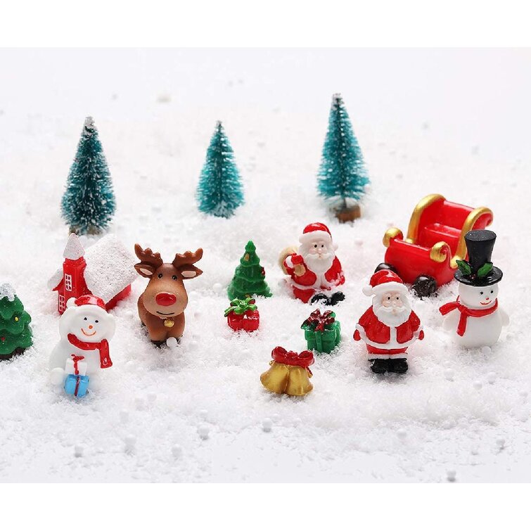 16Pcs Christmas Miniature Figurines Cute Miniature Christmas Micro Landscape Decoration Fansport Christmas Miniature Ornaments Kit DIY Fairy Garden Miniature Resin Ornaments for Christmas Decorations 