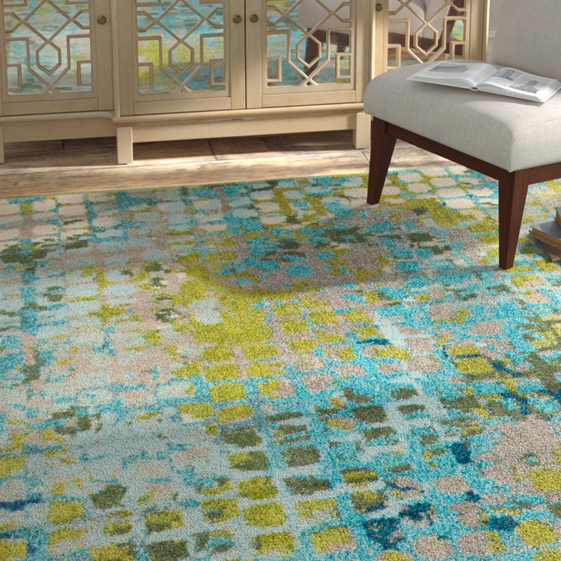 Bungalow Rose Piotrowski Abstract Blue Green Area Rug Reviews Piotrowski Abstract Blue Green Area Rug