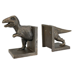 2 Piece T-Rex Dinosaur Cast Iron Sculptural Book End Set